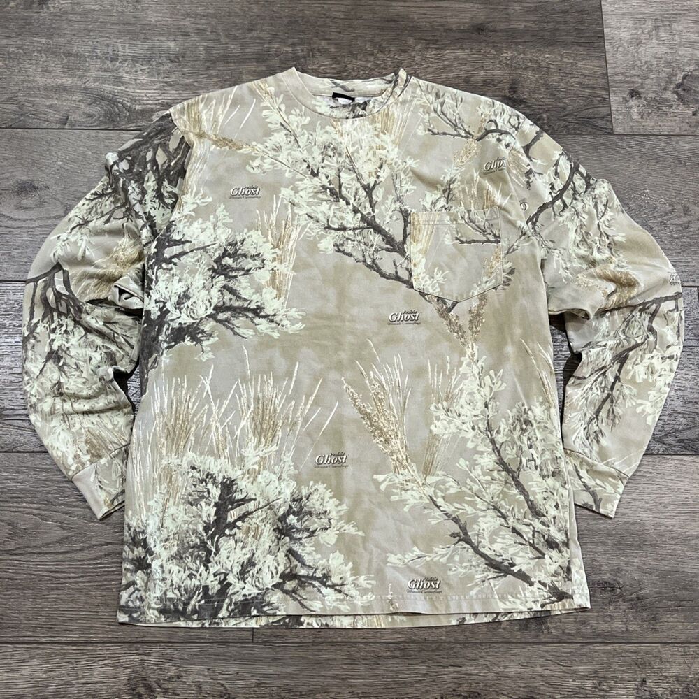 Vintage Y2K Ghost Camo Long Sleeve Pocket T-Shirt - Men’s Large
